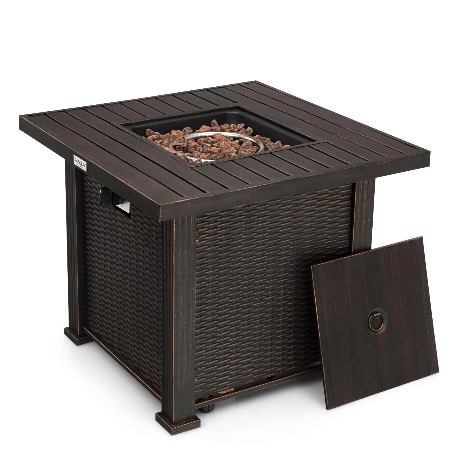 BABOOM Gas Fire Pits 30-in W 50000-BTU Bronze Portable Tabletop Steel Propane Gas Fire Pit Table