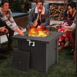 BABOOM Gas Fire Pits 30-in W 50000-BTU Bronze Portable Tabletop Steel Propane Gas Fire Pit Table