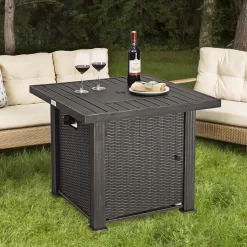 BABOOM Gas Fire Pits 30-in W 50000-BTU Bronze Portable Tabletop Steel Propane Gas Fire Pit Table