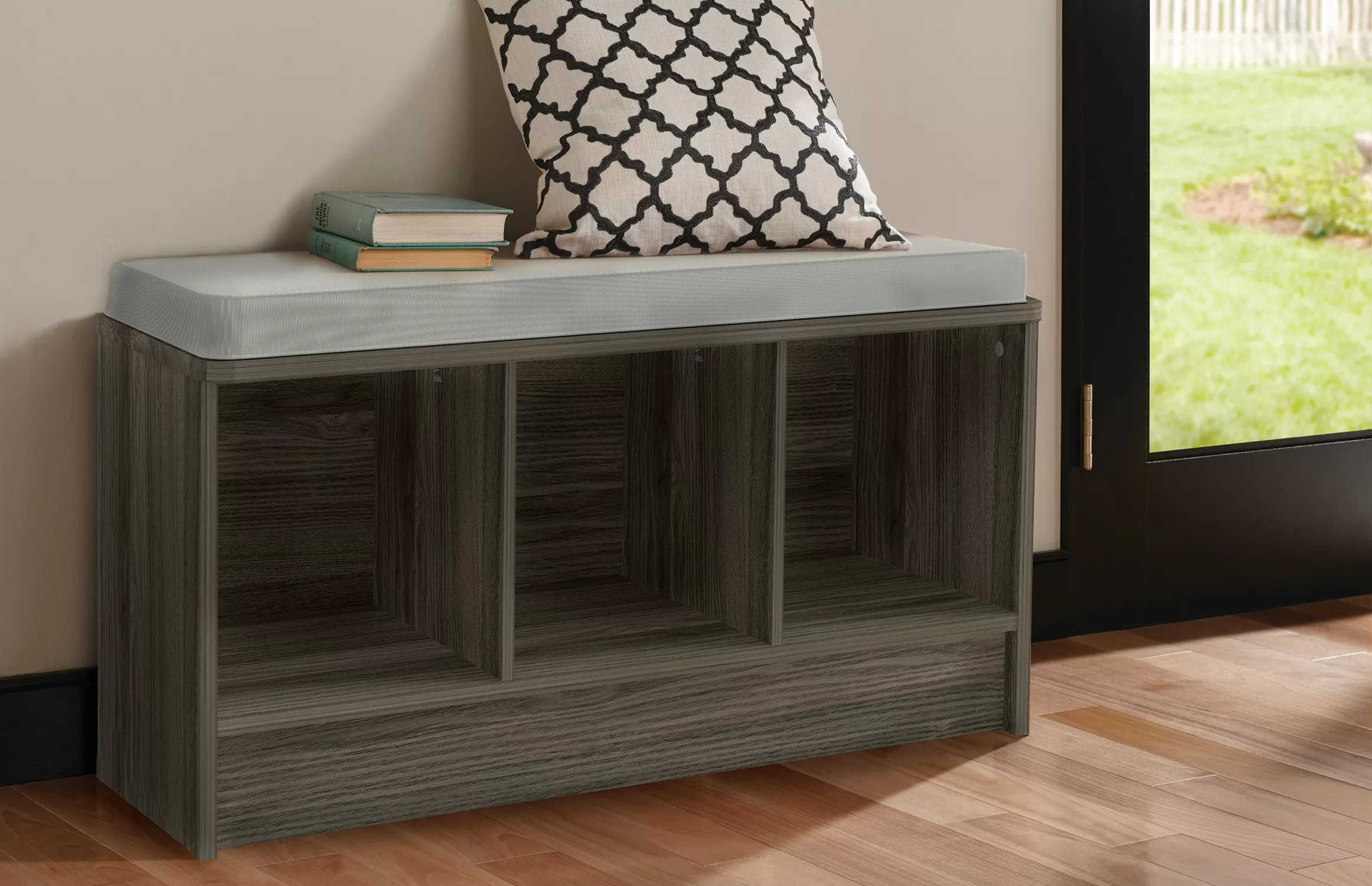 ClosetMaid Modern Natural Gray Storage Bench with Storage 35.27-in x 14.01-in x 18.5-in