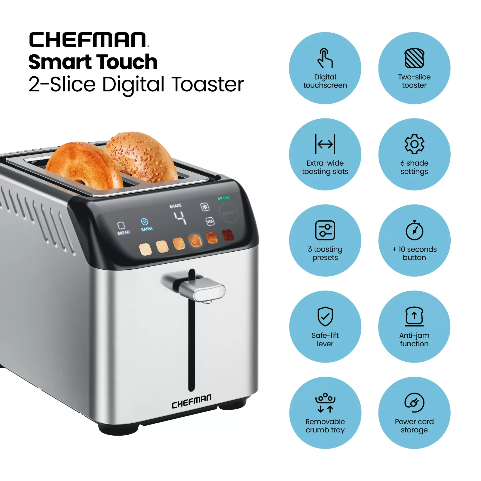 Chefman 2-Slice Stainless Steel 850-Watt Toaster