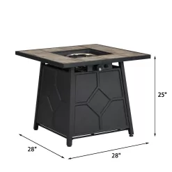 CASAINC Fire Pit Table 28-in W 40000-BTU Brown Tabletop Stainless Steel Propane Gas Fire Pit Table