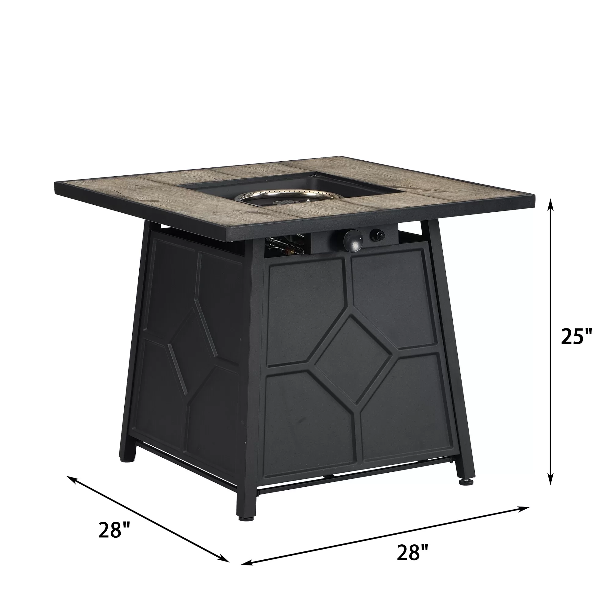 CASAINC Fire Pit Table 28-in W 40000-BTU Brown Tabletop Stainless Steel Propane Gas Fire Pit Table