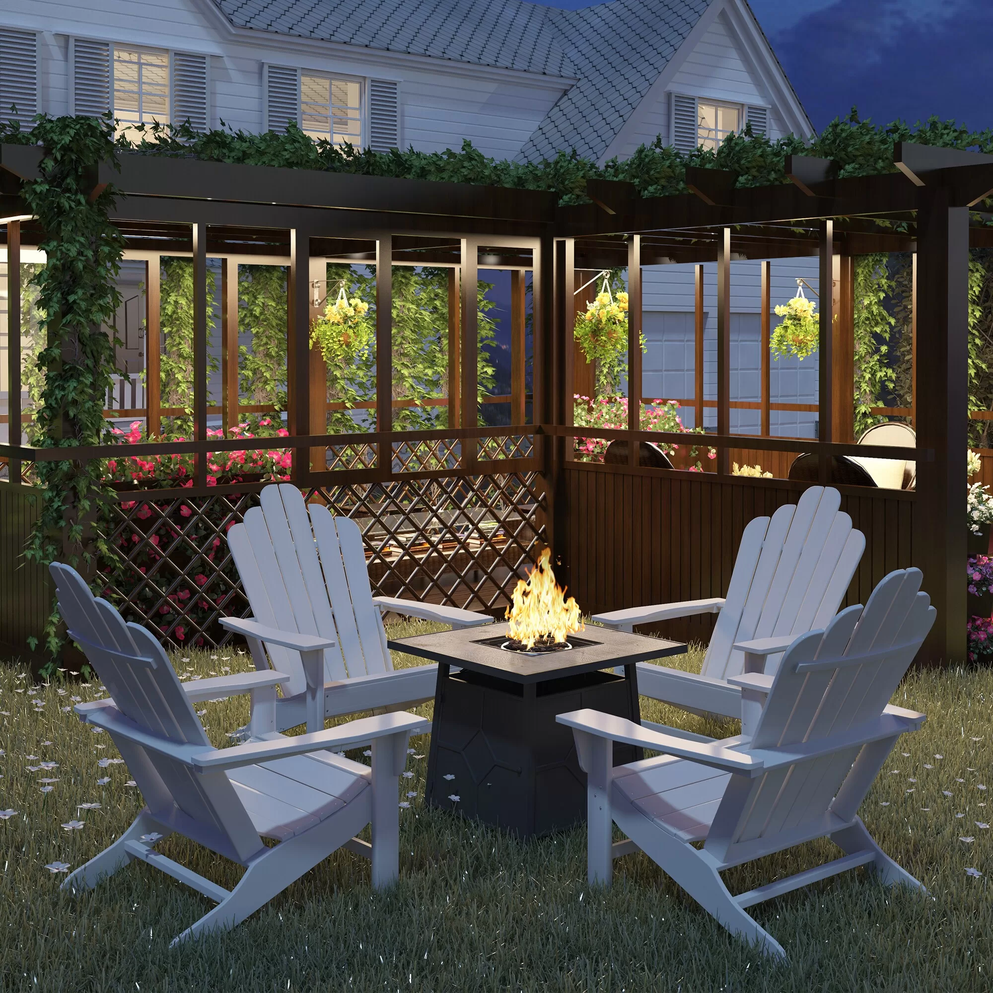 CASAINC Fire Pit Table 28-in W 40000-BTU Brown Tabletop Stainless Steel Propane Gas Fire Pit Table