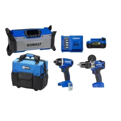 Kobalt 3-Tool 24-volt Brushless Power Tool Combo Kit with Soft Rolling Case (1 Li-ion Battery Included and Charger Included)
