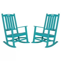 VEIKOUS 2-Piece Blue Rocking Chair Set | Weather Resistant HDPE Patio Conversation Set