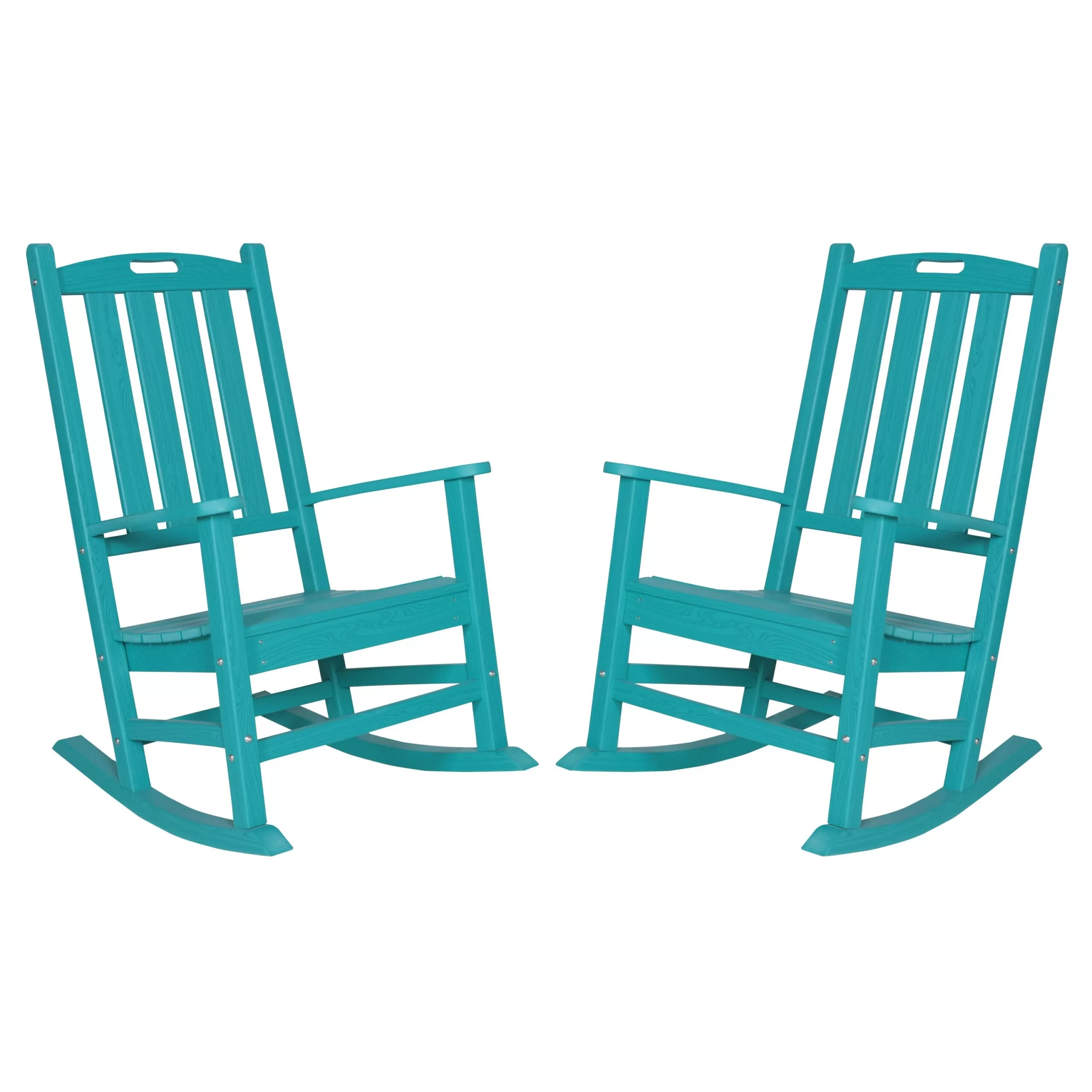 VEIKOUS 2-Piece Blue Rocking Chair Set | Weather Resistant HDPE Patio Conversation Set