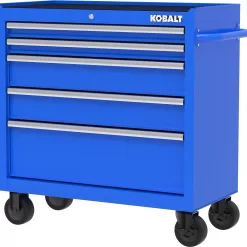 Kobalt 37.83-in W x 18.15-in H 5-Drawer Steel Rolling Tool Cabinet (Blue)