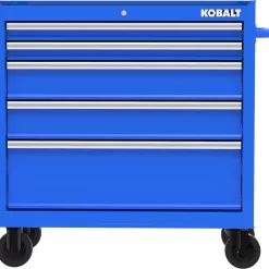 Kobalt 37.83-in W x 18.15-in H 5-Drawer Steel Rolling Tool Cabinet (Blue)