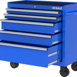 Kobalt 37.83-in W x 18.15-in H 5-Drawer Steel Rolling Tool Cabinet (Blue)