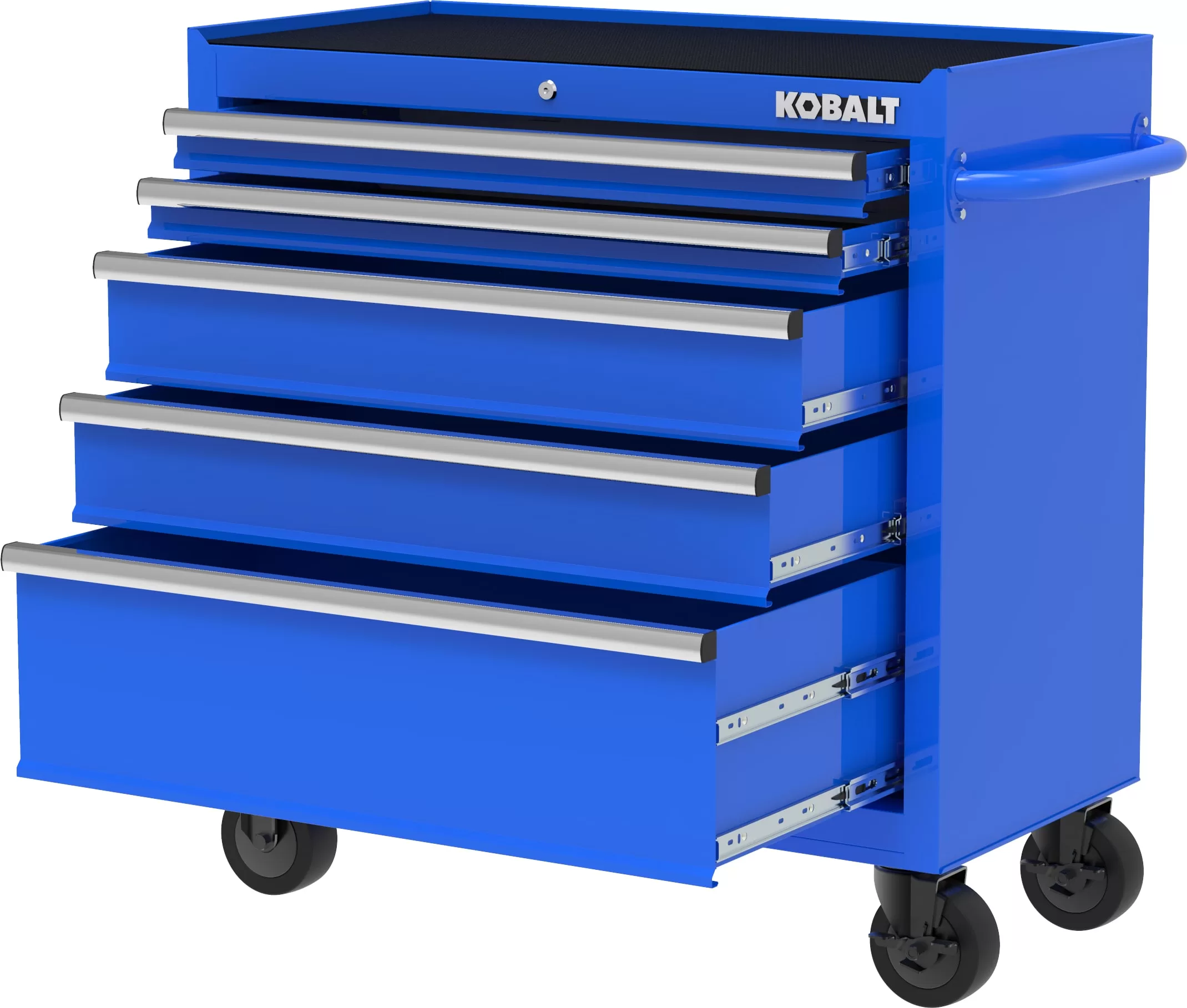Kobalt 37.83-in W x 18.15-in H 5-Drawer Steel Rolling Tool Cabinet (Blue)