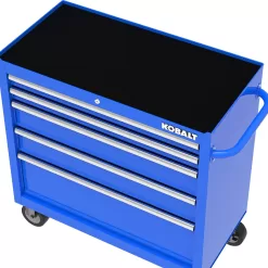 Kobalt 37.83-in W x 18.15-in H 5-Drawer Steel Rolling Tool Cabinet (Blue)