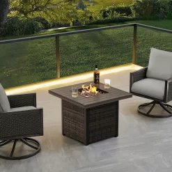 Nuu Garden 31.89-in W 50000-BTU Dark Brown Tabletop Aluminum Propane Gas Fire Pit Table