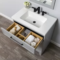 Style Selections Potter 30-in Gray Single Sink Bathroom Vanity with White Cultured Marble Top