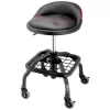 Powerbuilt 12-in x 17-in Black Work Seat with Low-Back Lumbar Support and Adjustable Height Range