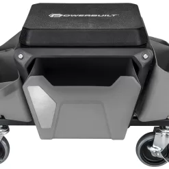 Powerbuilt 12.8-in x 19.68-in Gray Work Seat with Steel Frame and Storage Trays