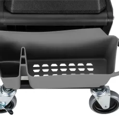 Powerbuilt 12.8-in x 19.68-in Gray Work Seat with Steel Frame and Storage Trays
