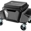 Powerbuilt 12.8-in x 19.68-in Gray Work Seat with Steel Frame and Storage Trays