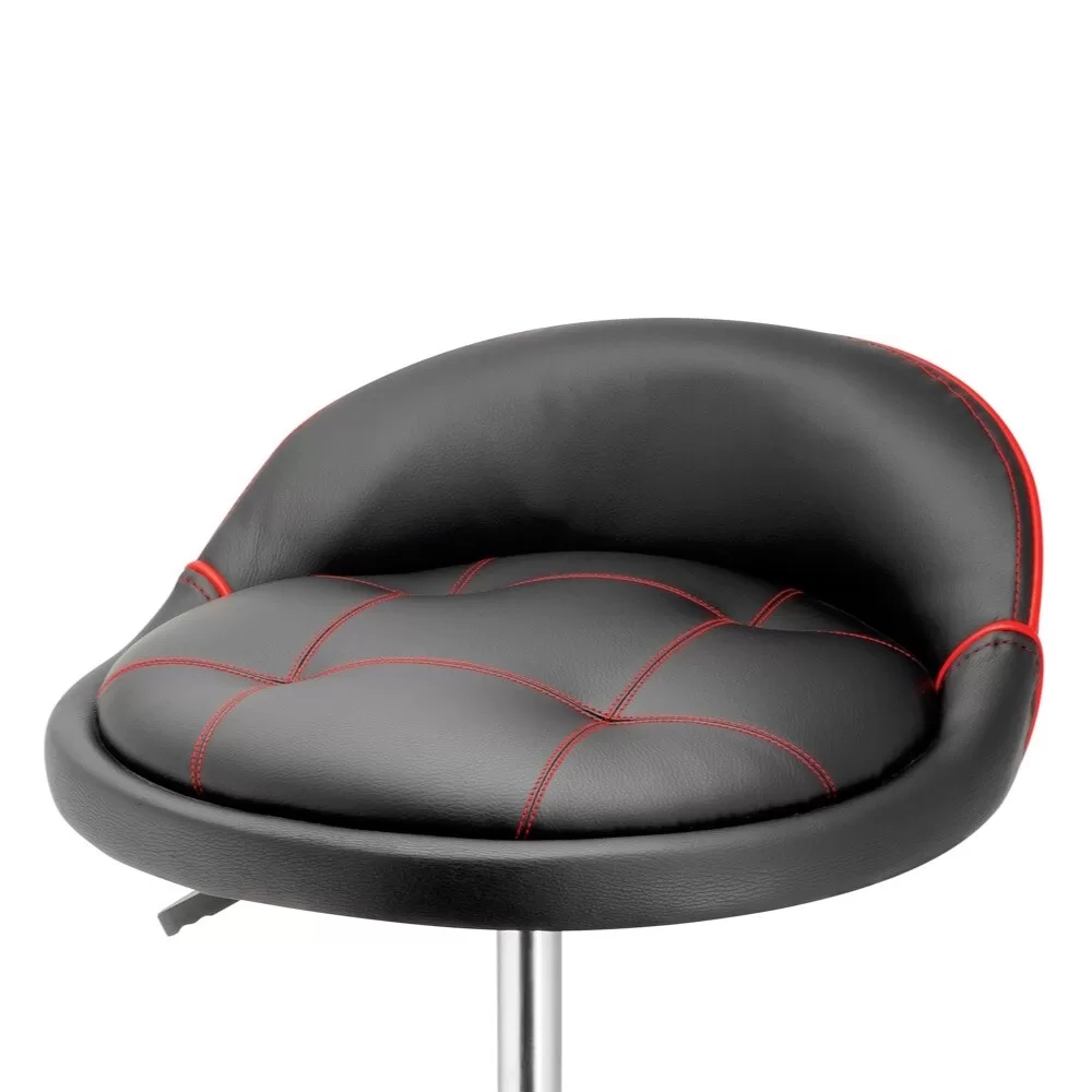 Powerbuilt 12-in x 17-in Black Work Seat with Low-Back Lumbar Support and Adjustable Height Range