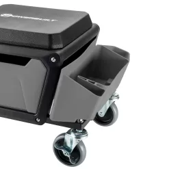Powerbuilt 12.8-in x 19.68-in Gray Work Seat with Steel Frame and Storage Trays