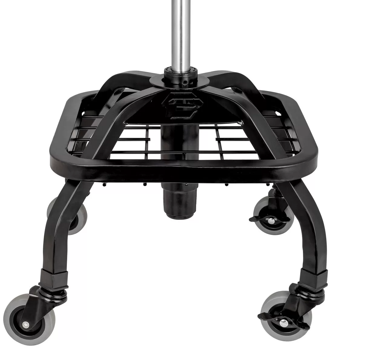 Powerbuilt 12-in x 17-in Black Work Seat with Low-Back Lumbar Support and Adjustable Height Range