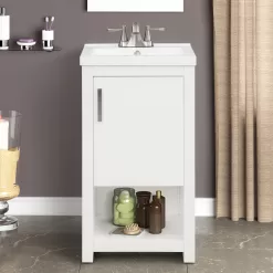 Style Selections Del Rose 18-in White Single Sink Bathroom Vanity with White Engineered Stone Top