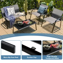 BABOOM Modern Patio Furniture Set 4-Piece Patio Conversation Set