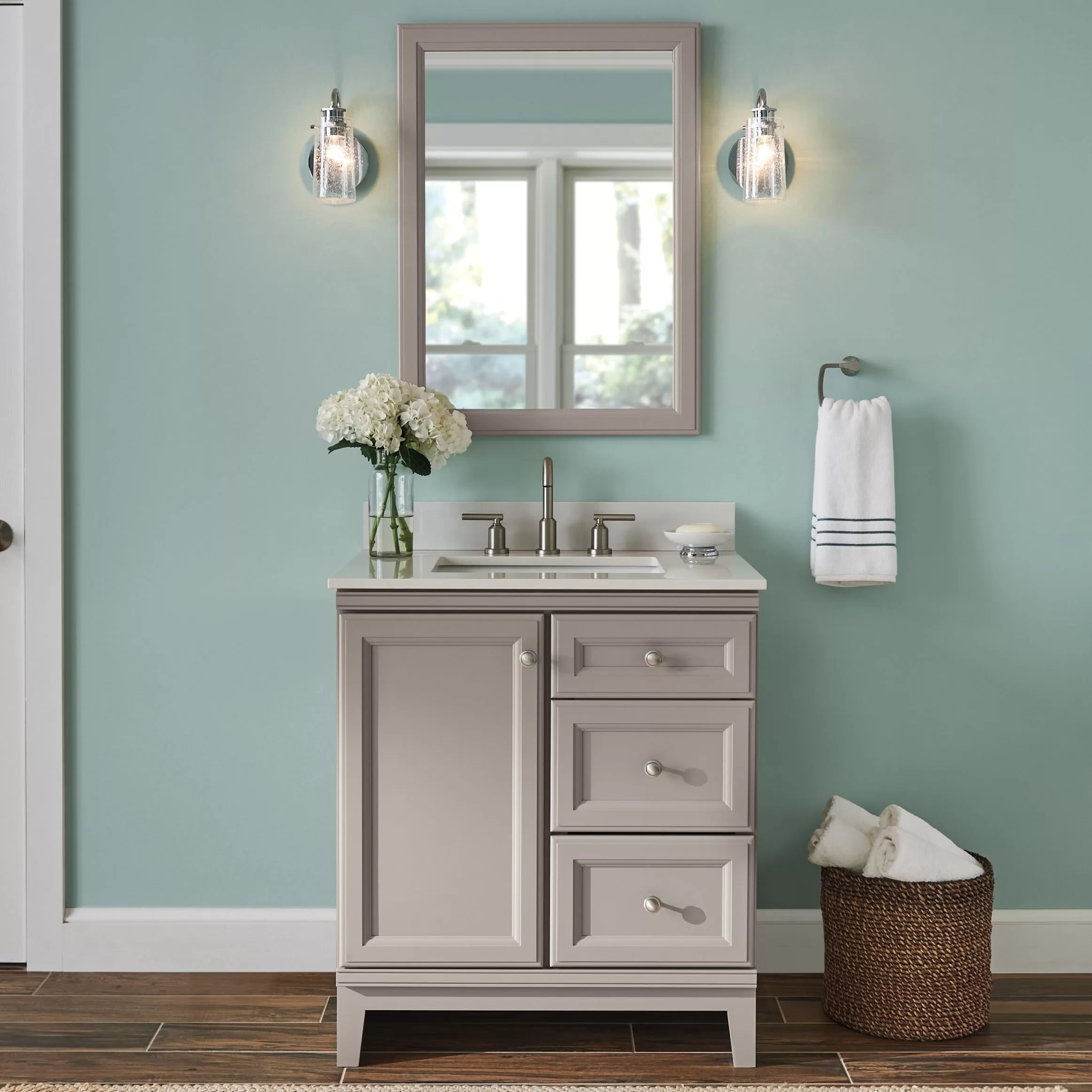 Diamond NOW Calhoun 30-in Cloud Gray Bathroom Vanity Base Cabinet without Top