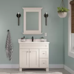 Diamond NOW Palencia 36-in White Bathroom Vanity Base Cabinet without Top