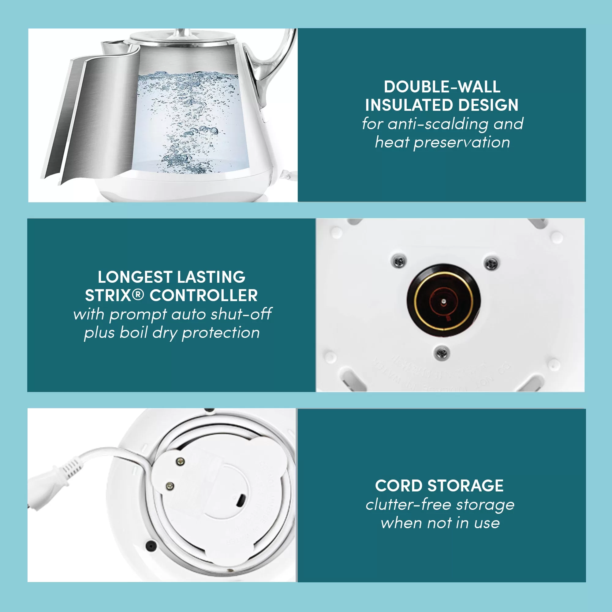 Elite White 5-Cup Corded Electric Kettle