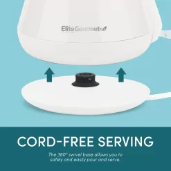 Elite White 5-Cup Corded Electric Kettle