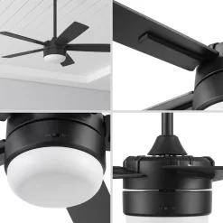 Harbor Breeze Boltz III Easy2Hang 52-in Matte Black Color-changing Indoor Ceiling Fan with Light and Remote (5-Blade)