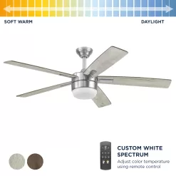 Harbor Breeze Boltz III Easy2Hang 52-in Brushed Nickel Color-changing Indoor Ceiling Fan with Light and Remote (5-Blade)