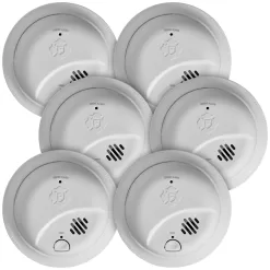 First Alert BRK 10-Year Battery 6-Pack Battery-operated Ionization Sensor Smoke Detector
