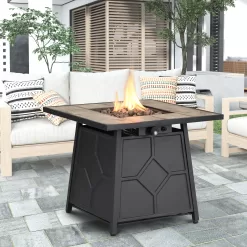 CASAINC Fire Pit Table 28-in W 40000-BTU Brown Tabletop Stainless Steel Propane Gas Fire Pit Table