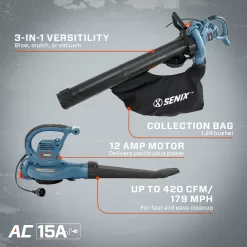 SENIX 420-CFM 179-MPH Corded Electric Handheld Leaf Blower