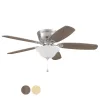 Harbor Breeze Lake Canton 52-in Brushed Nickel Indoor Flush Mount Ceiling Fan with Light (5-Blade)