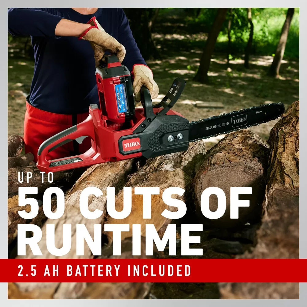 Toro Flex-Force 60-volt Max 16-in Brushless Battery 2.5 Ah Chainsaw (Battery and Charger Included)