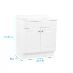 Project Source 30-in White Single Sink Bathroom Vanity with White Cultured Marble Top