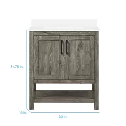Style Selections Howell 30-in Weathered Brown Undermount Single Sink Bathroom Vanity with White Engineered Stone Top