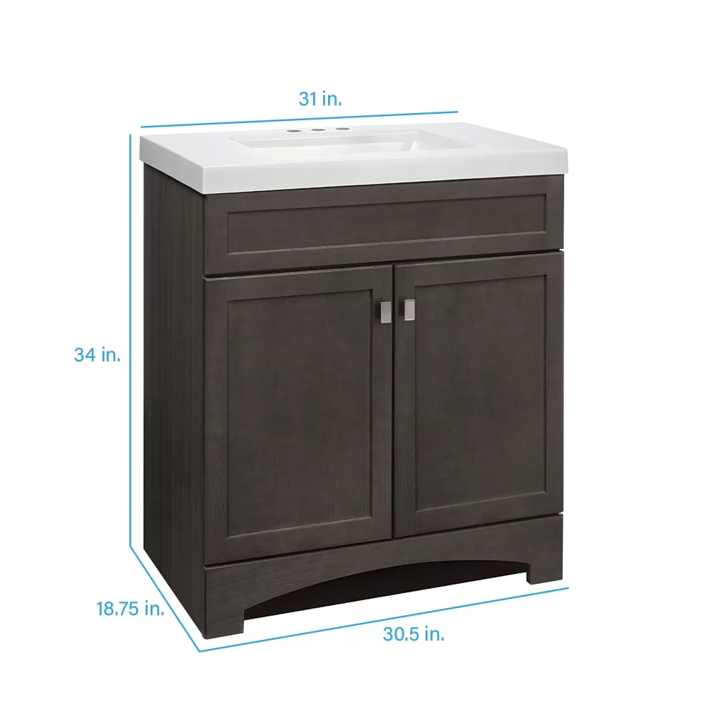 Style Selections Drayden 30-in Heirloom Single Sink Bathroom Vanity with White Cultured Marble Top
