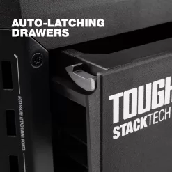 TOUGHBUILT STACKTECH XL 21-in Ball-bearing 3-Drawer Black Plastic Tool Box