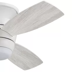 Harbor Breeze Mazon 44-in White Integrated LED Indoor Flush Mount Ceiling Fan with Light and Remote (3-Blade)