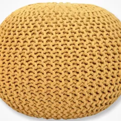 AANNY Designs Lychee Modern Yellow Pouf Ottoman