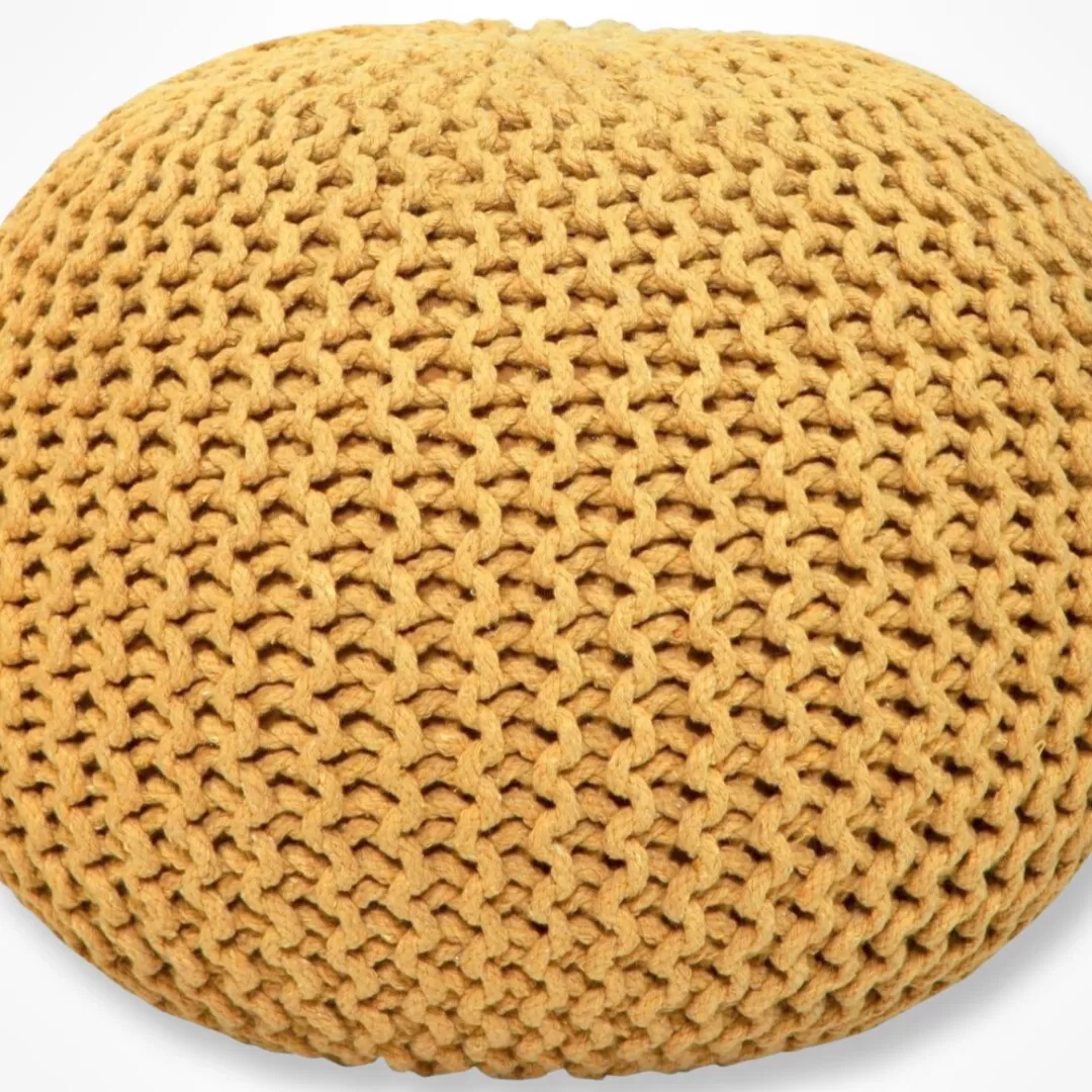 AANNY Designs Lychee Modern Yellow Pouf Ottoman