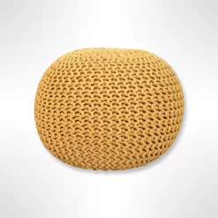 AANNY Designs Lychee Modern Yellow Pouf Ottoman