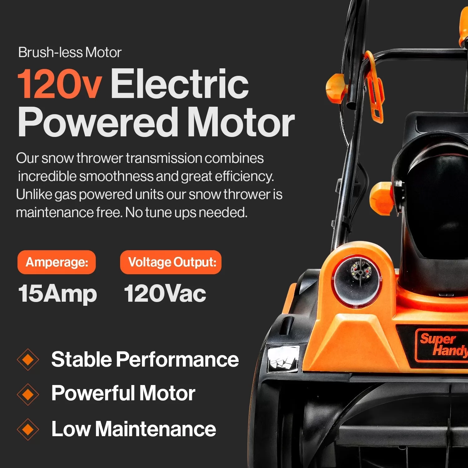 SuperHandy Walk-Behind Snow Blower 120V Corded 18-in Clearing Width
