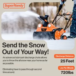SuperHandy Walk-Behind Snow Blower 120V Corded 18-in Clearing Width