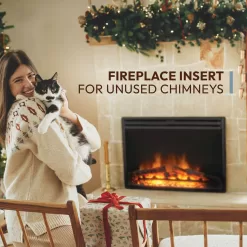 Cambridge 22.8-in W Black Fan-forced Electric Fireplace