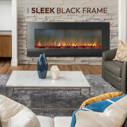 Cambridge 56-in W Black Fan-forced Electric Fireplace